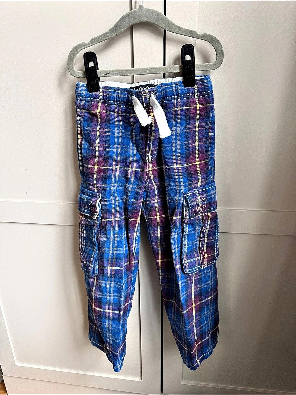 mini boden Plaid Cargo Pants Blue & Purple boys Size 5Y